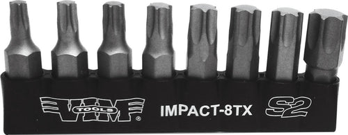 VIM Tools IMPACT-8TX 8pc Impact Torx® S2 Bit Set, 5/16″ Hex, 1.25"L, T25 thru T55 - MPR Tools & Equipment