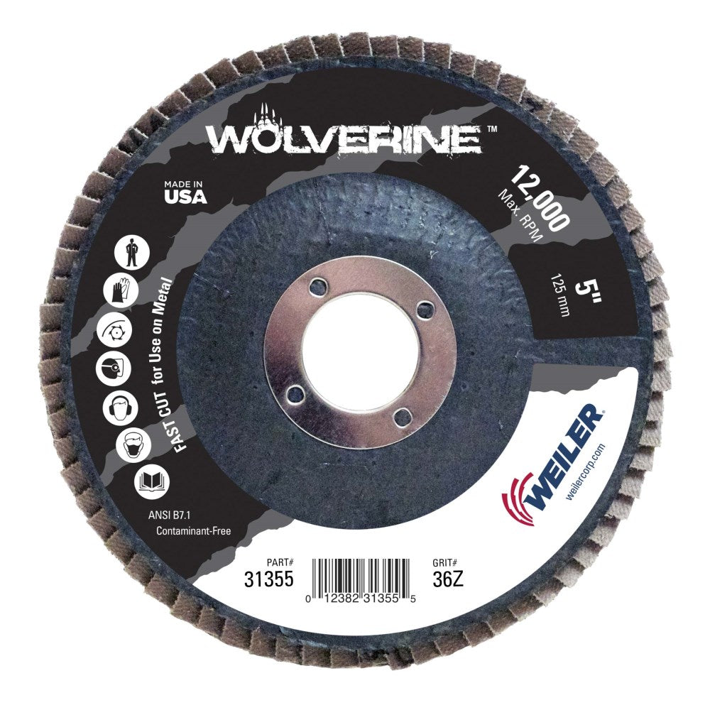 Weiler 31355 5" Wolverine Abrasive Flap Disc - MPR Tools & Equipment