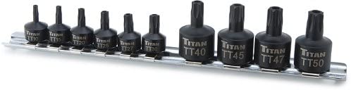 Titan 16143 10-Piece Low Profile Tamper-Resistant Impact Star Bit Socket Set - MPR Tools & Equipment
