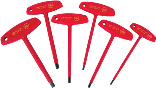 Wiha Tools 33490 6-PC INSULATED T-HANDLE HEX SAE SCREWDRIVER SET: 5/32" – 3/8", CERTIFIED TO 1000VAC