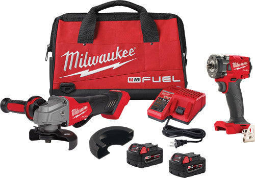 Milwaukee Tool 2991-22 M18 COMPACT IMPACT WRENCH & GRINDER 2-TOOL COMBO KIT, (2) BATTERIES, (1) MULTI-VOLTAGE CHARGER
