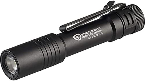 Streamlight 66320 MacroStream USB 500-Lumen Rechargeable Compact Flashlight with Wrist Lanyard, Hat Clip and USB Cord, Black - MPR Tools & Equipment