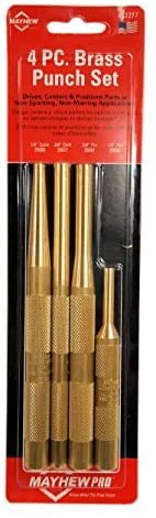 Mayhew Tools® 61360 - 3-piece 3/8 to 3/4 Brass Drift Punch Set 