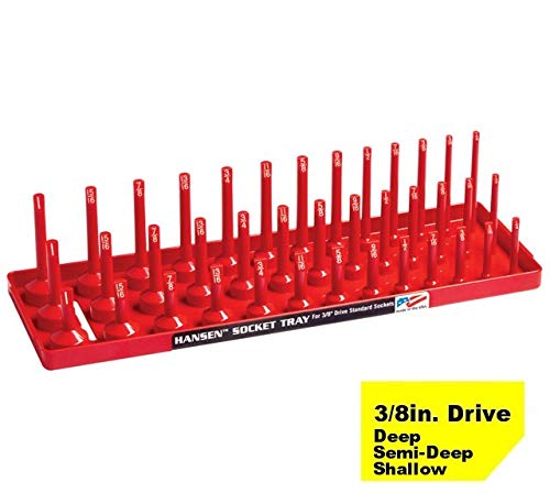 Hansen 3/8 inch Socket Tray Organizer Holder 3 Row Standard SAE Shallow, Deep USA - MPR Tools & Equipment