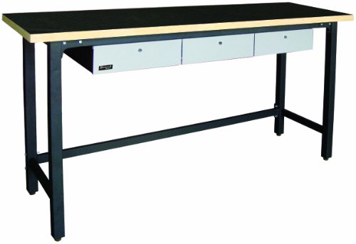 Homak 79-Inch Workbench With 3 Drawers and Wood Top, Steel, GS00579030 - MPR Tools & Equipment
