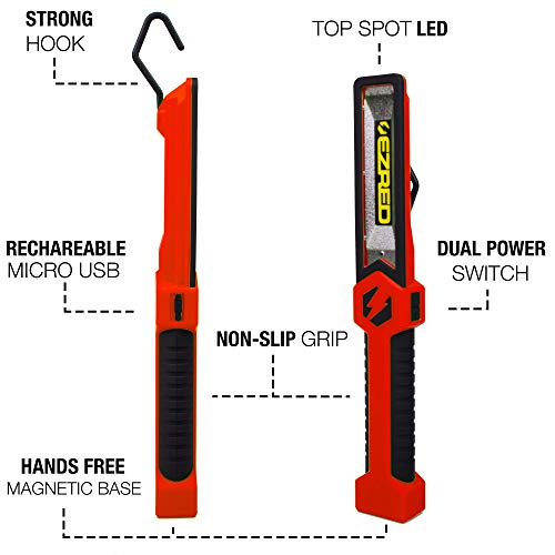 EZ RED XL5500-RD Rechargeable 500 Lumen Work Light.Red/Black - MPR Tools & Equipment