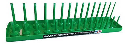 Hansen Global Hansen 3804 3/8" Drive Metric Regular & Deep Socket Holder - Green - MPR Tools & Equipment