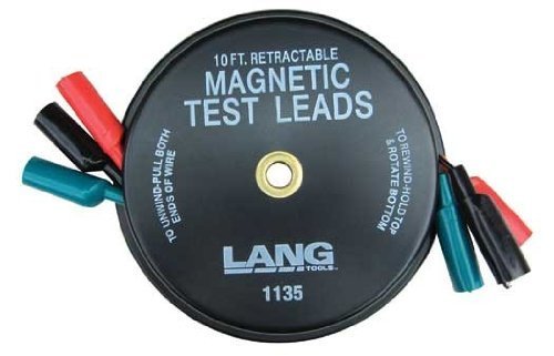 lang tools 1135 - Magnetic Retractable Test Leads- 3 Leads x 10-ft. - MPR Tools & Equipment