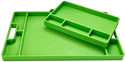 Gripty (Duo-Pack) | PREMIUM Silicone Tool Tray | Flexible | Multi Purpose Mat | Portable Tool Box Organizer | No Magnets | Easy Clean Up | (ORIGINAL Green) - MPR Tools & Equipment