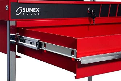 Service Cart with Locking Top and Locking Drawer- Red - MPR Tools & Equipment
