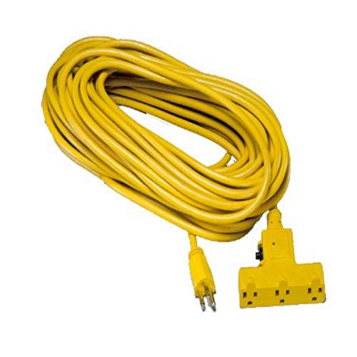 Alert Stamping CST-100T 100-Foot SJTW 12/3 Triple Outlet Outdoor Extension Cord, 100-Feet, Yellow - MPR Tools & Equipment
