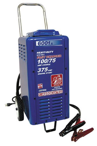 Associated Equipment 6001A 6/12V 100/75 Amp Continuous Charge 375 Amp Cranking Assist Charger with Wheels - MPR Tools & Equipment