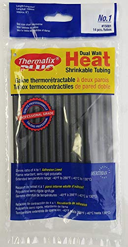 Thermafix Plus semi-Rigid, Dual Wall Heat Shrinkable tubing (0.225" Diam - 6" Length) 14 pcs - Shrink Ratio 4:1 - MPR Tools & Equipment