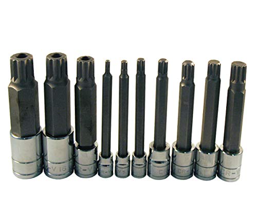 ATD Tools 13781 10-Piece Extra Long Triple Square Spline Bit Socket Set - MPR Tools & Equipment