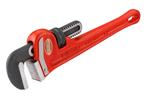 RIDGID 31015 Model 12 Heavy-Duty Straight Pipe Wrench, 12-inch Plumbing Wrench,Red,Small - MPR Tools & Equipment