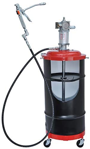 Lincoln 6917 Portable Air Operated 50:1 Pneumatic Double Acting Grease Pump with Drum Dolly and 7 foot High Pressure Hose and Control Valve - MPR Tools & Equipment