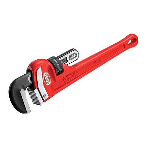 RIDGID 31020 Model 14 Heavy-Duty Straight Pipe Wrench, 14-inch Plumbing Wrench , Red , Small - MPR Tools & Equipment