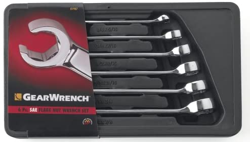GearWrench 81907 6 Piece Flare Nut SAE Wrench Set - MPR Tools & Equipment