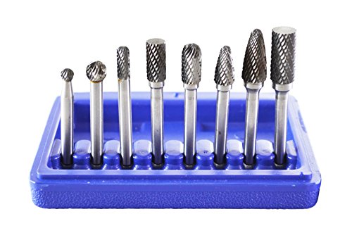 Astro Pneumatic Tool 2181 8-Piece Double Cut Carbide Rotary Burr Set 1/4" Shank in Blow Molded Case - MPR Tools & Equipment