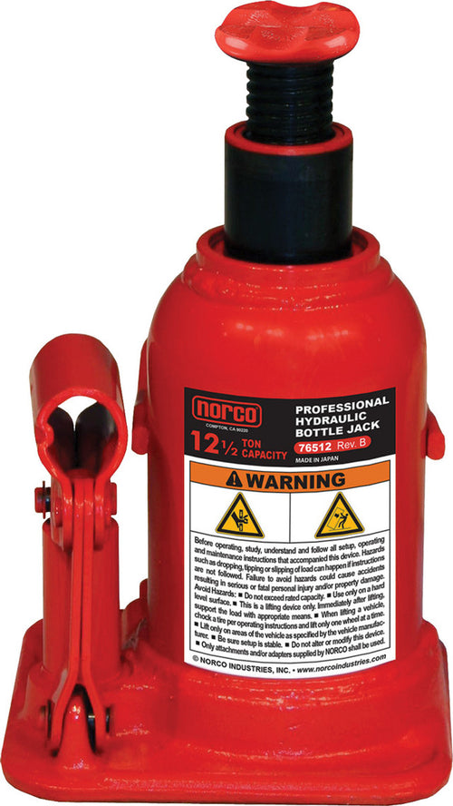 Norco Professional Lifting Equipment 76512B 12 1/2 Ton Capacity Low Height Bottle Jack