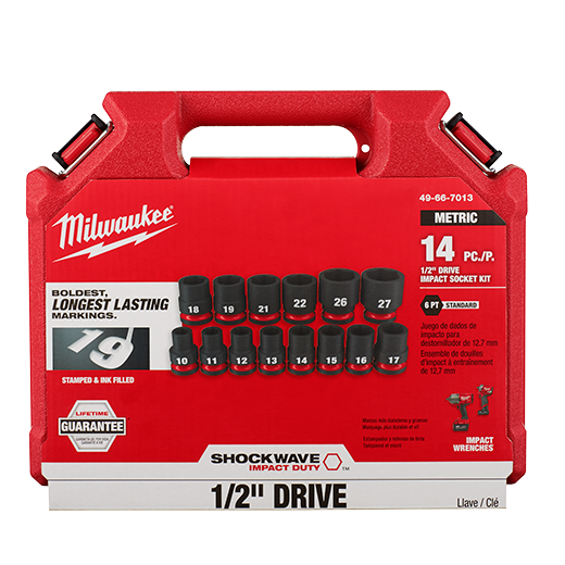 Milwaukee 49-66-7013 14pc SHOCKWAVE Impact Duty™ 1/2" Drive Metric Standard 6 Point Socket Set - MPR Tools & Equipment