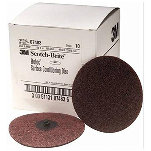 3M 7483 4" Medium Scotch Brite Roloc Surface Conditioning Discs 10 Per Box - MPR Tools & Equipment