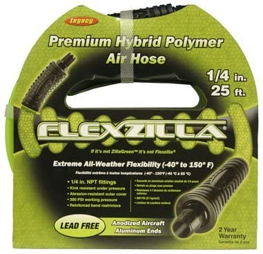 Legacy HFZ1425YW2 Flexzilla 1/4" x 25' Air Hose Assembly with 1/4" Male NPT Fittings - MPR Tools & Equipment