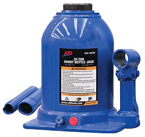 ATD Tools 7387W 20 Ton Heavy-Duty Hydraulic Side Pump Bottle Jack (Shorty Version), 1 Pack - MPR Tools & Equipment