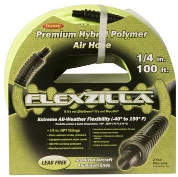 Legacy HFZ14100YW2 Flexzilla 1/4" x 100' Air Hose Assembly with 1/4" Male NPT Fittings - MPR Tools & Equipment