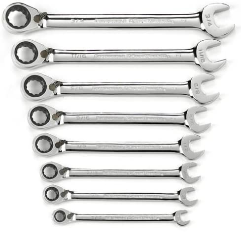 GEARWRENCH 8 Pc. 12 Point Reversible Ratcheting Combination SAE Wrench Set - 9533N - MPR Tools & Equipment