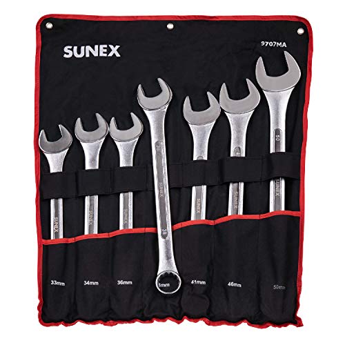 Sunex 9707MA Jumbo Metric Combination Wrench Set, 7Piece (Includes Roll-Case) CRV - MPR Tools & Equipment