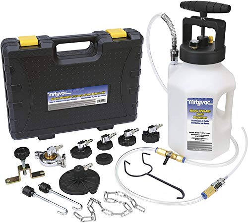 Mityvac MV6840 Hydraulic Brake and Clutch Pressure Bleeding System with Integrated Safety and Pressure Relief Valve, 7 Master Cylinder Adapters and Case - MPR Tools & Equipment