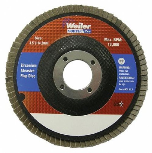 Weiler 804-31358 Vortec Pro Type 29 Flap Disc. Zirconia Alumina. 80 Grit. 7/8". 12000 rpm. 5" (Pack of 10) - MPR Tools & Equipment