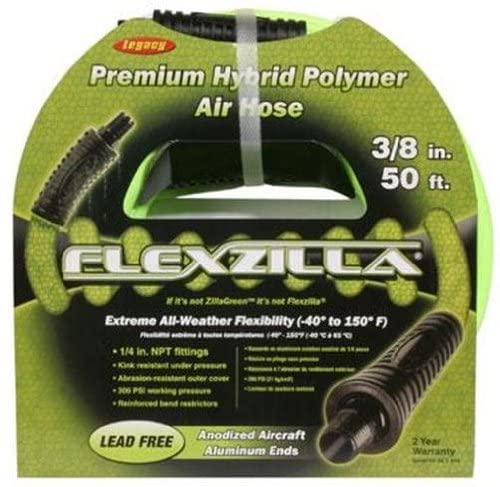 Legacy HFZ3850YW2 Flexzilla 3/8" x 50' Air Hose Assembly with 1/4" Male NPT Fittings - MPR Tools & Equipment