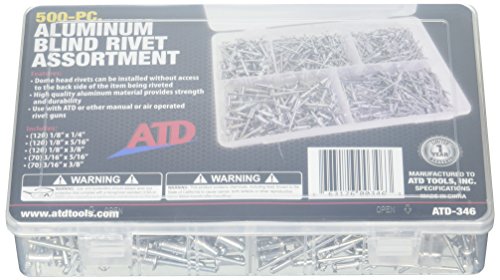 ATD Tools ATD-346 500 Pc. Aluminum Blind Rivet Assortment, 1 Pack - MPR Tools & Equipment
