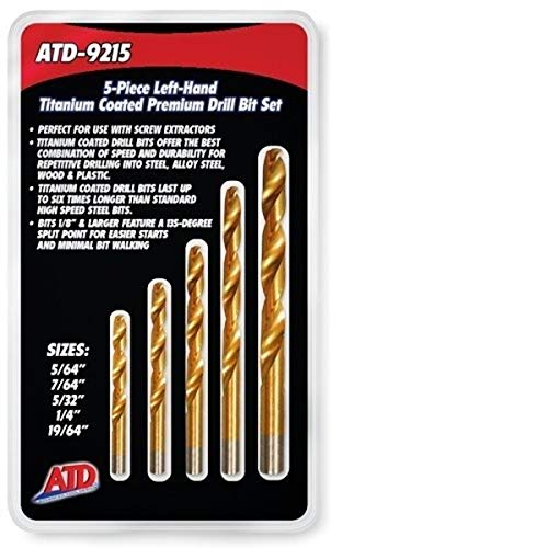 ATD Tools 9215 Left-Handed Titanium Coated HSS Drill Bit Set - 5 Piece - MPR Tools & Equipment