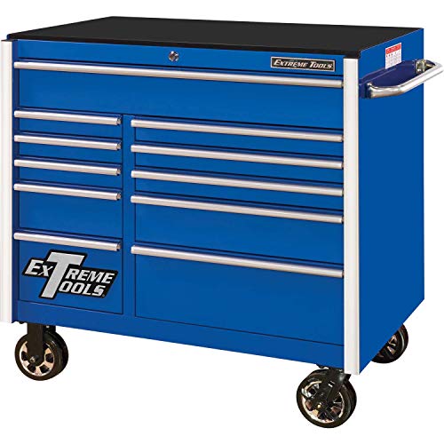 Extreme Tools RX412511RCBL Professional 11 Drawer Blue Roller Cabinet, 41-1/2"W x 25"D x 40-1/2"H - MPR Tools & Equipment