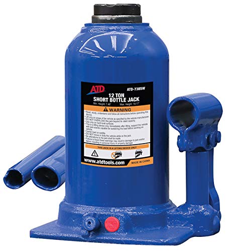 ATD Tools 7385W 12 Ton Heavy-Duty Hydraulic Side Pump Bottle Jack (Shorty Version), 1 Pack - MPR Tools & Equipment