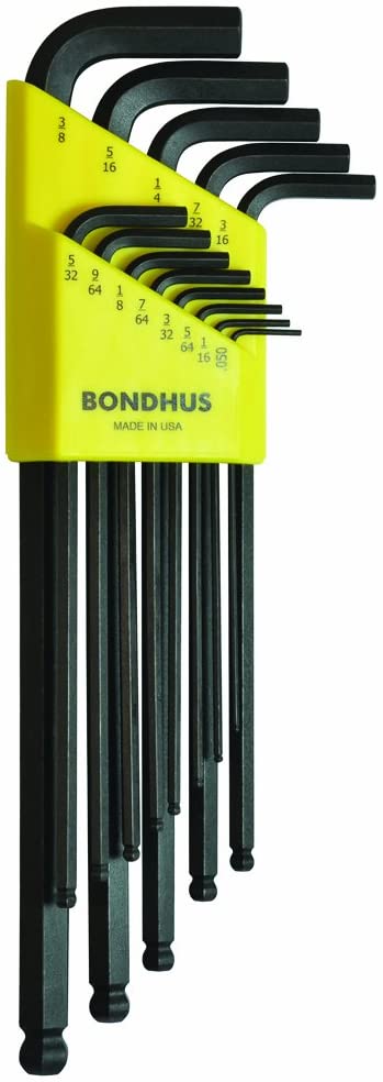 Bondhus 10937 Ball End Hex Keys. Set of 13 L-Wrenches. Sizes .050-3/8-Inch - MPR Tools & Equipment