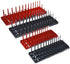 Hansen Global 92003 SAE & Metric, 3-Row Socket Tray Set - 4-Pieces, Red & Grey - MPR Tools & Equipment