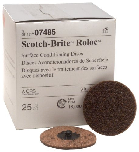 3M 7485 3" Roloc Coarse Surface Conditioning Disc MAX RPM 18,000 25 Discs Brown - MPR Tools & Equipment