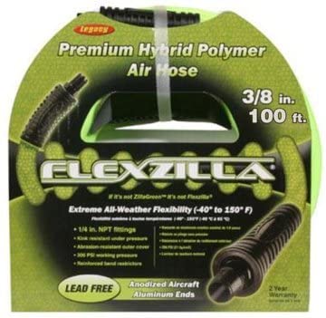 Legacy HFZ38100YW2 Flexzilla 3/8" x 100' Air Hose Assembly with 1/4" Male NPT Fittings - MPR Tools & Equipment