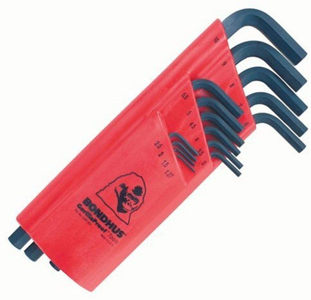 Bondhus 12195 Set of 15 Hex L-Wrenches. Long Length. Sizes 1.27-10mm - MPR Tools & Equipment