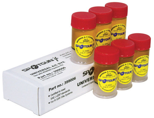 UView 399006 A/C Dye "Single-Shot" Jr. Cartridges 6x 7.5ml for Spotgun Jr. system (services 6 vehicles). Includes service stickers.