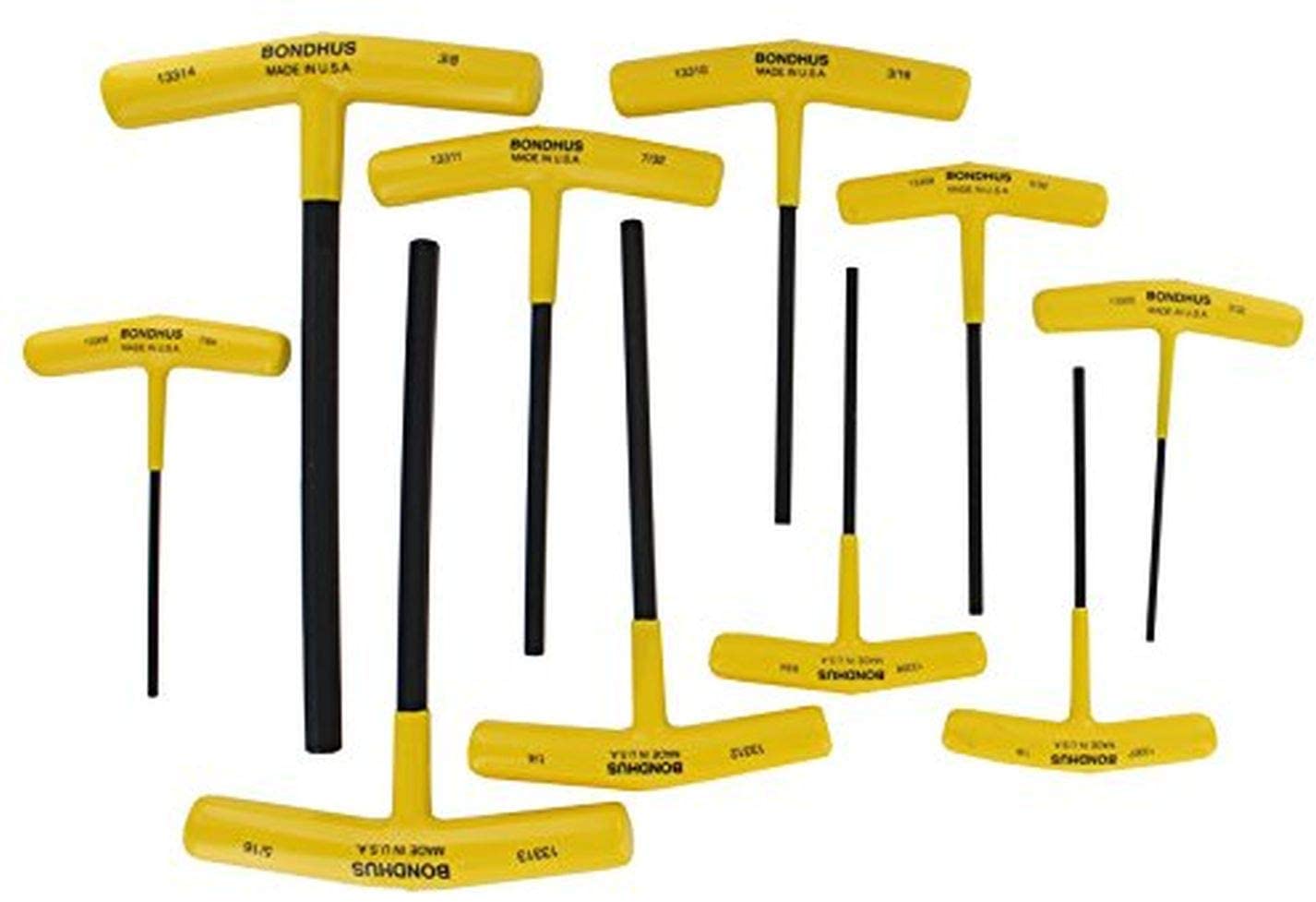 Bondhus 13390 Set of 10 Hex T-Handles with Stand. Sizes 3/32-3/8-Inch - MPR Tools & Equipment