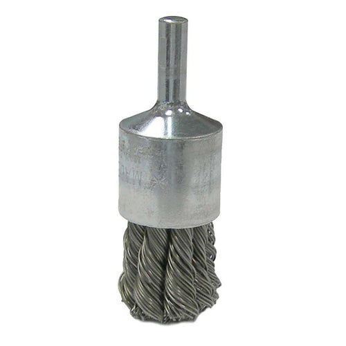 Weiler 36250 Wolverine 3/4" Knot Wire End Brush, .020" Steel Fill, 1/4" Stem - MPR Tools & Equipment