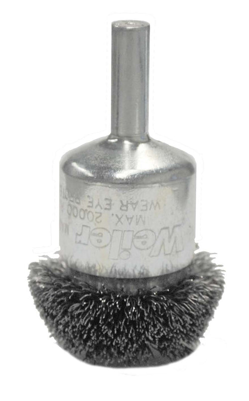 Weiler 10035 Circular Flared Crimped Wire End Brush. 1-1/4". 0.08" Steel Fill - MPR Tools & Equipment