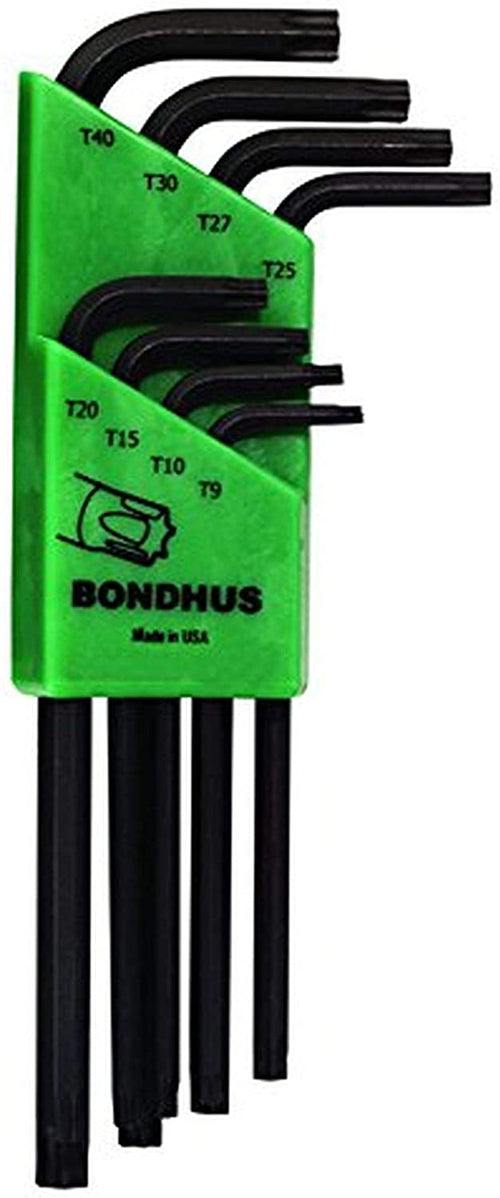 Bondhus 32434 Set of 8 Tamper Resistant Star L-wrenches.Long.sizes TR9-TR40 - MPR Tools & Equipment