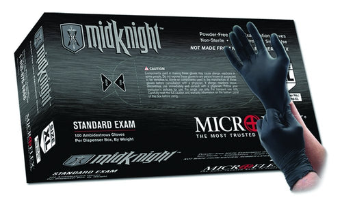 Microflex MK-296-XL MidKnight Black, Powder-Free Exam Gloves, XL, Nitrile (Pack of 100) - MPR Tools & Equipment