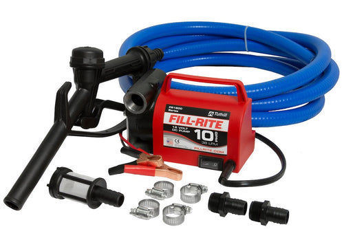 Fill-Rite FR1614 12V 10 GPM Portable Diesel Fuel Transfer Pump, Suction and Discharge Hose, & Manual Nozzle - MPR Tools & Equipment